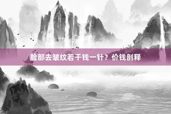 脸部去皱纹若干钱一针？价钱剖释