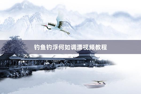 钓鱼钓浮何如调漂视频教程